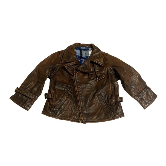 Polo by Ralph Lauren 100% Cowhide Leather Moto Jacket in Mahogany - Picture 1 of 13